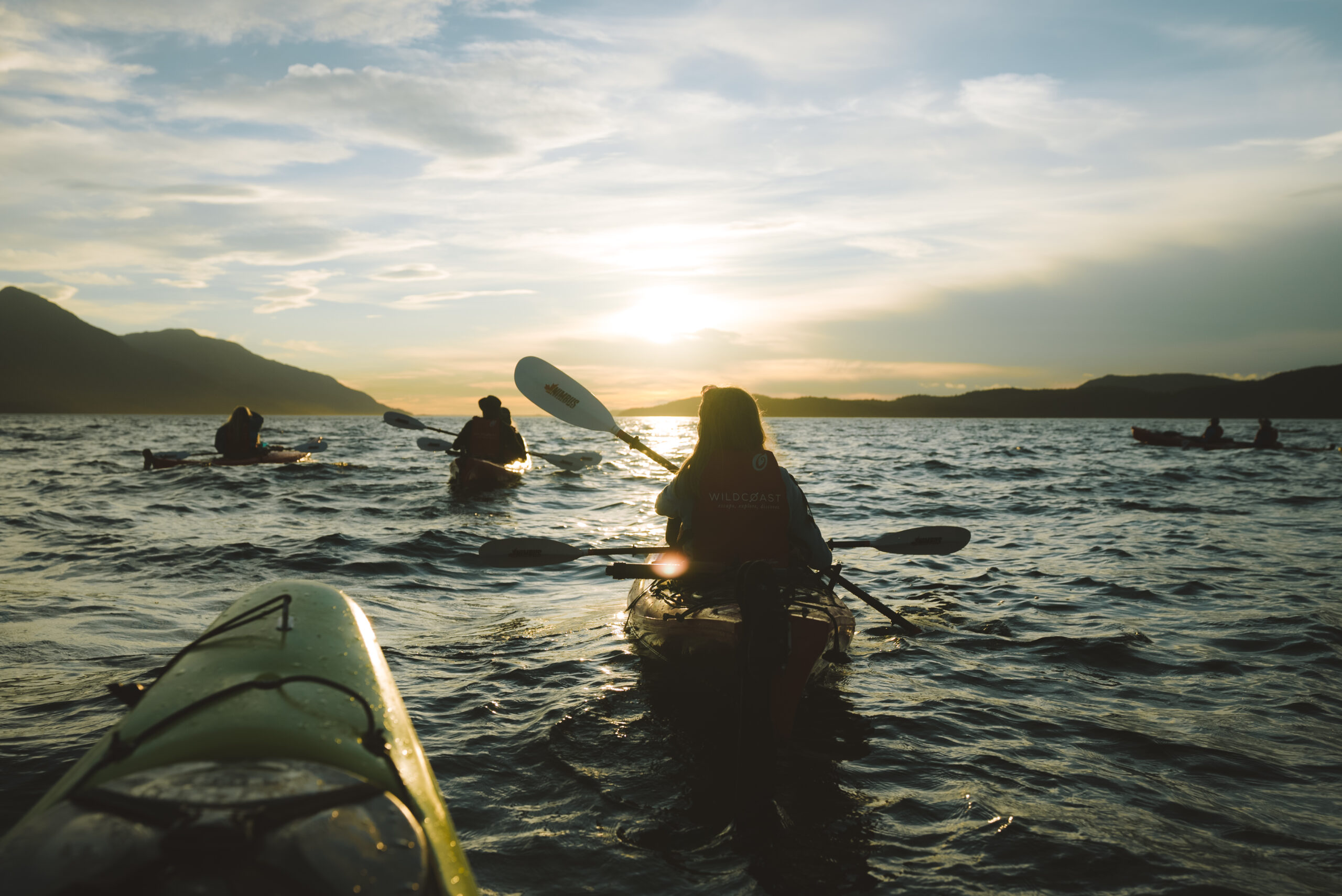 sea kayaking during sunset
